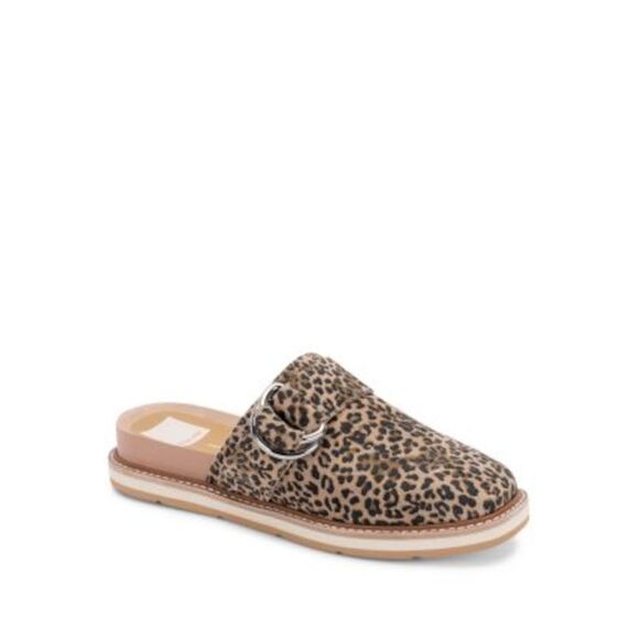 DOLCE VITA Shoes - DOLCE VITA Womens Beige Leopard Crochet Verna Wedge Slip On Leather Mules 6.5 M